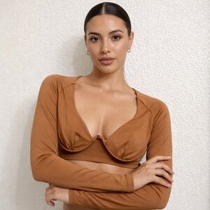 Skims Long sleeve Swim Top with Underwire Size XL